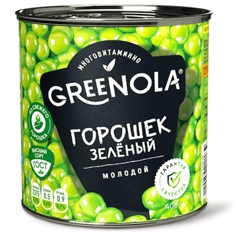 Горошек GREENOLA зеленый из мозговых сортов 400г
